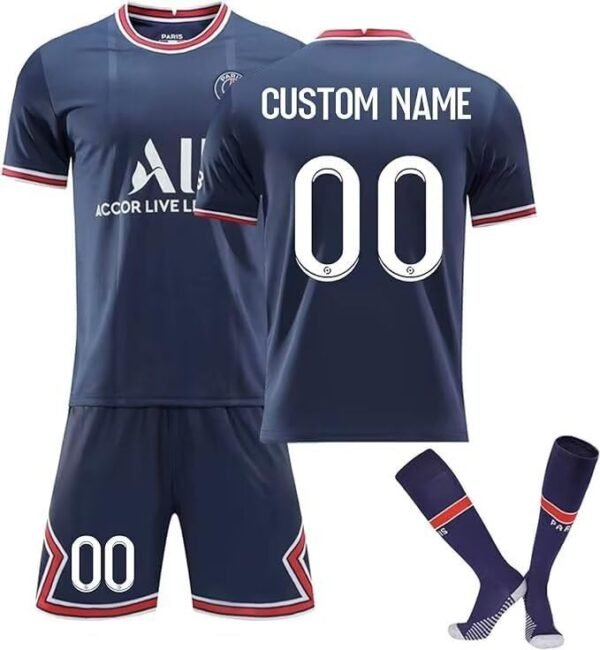 Mouniubull Custom PSG Soccer for Jersey Kids Jersey Set Custom Number Name Football Jersey Kids/Adult Soccer Fan Gift Sportswear