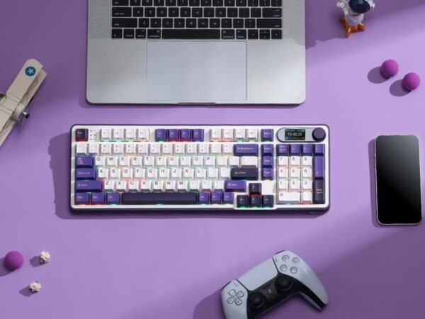 RK S98 – 96% Wireless Mechanical Keyboard with Smart Display, Knob, Hot-Swappable, BT/2.4G/USB-C, 98 Keys.